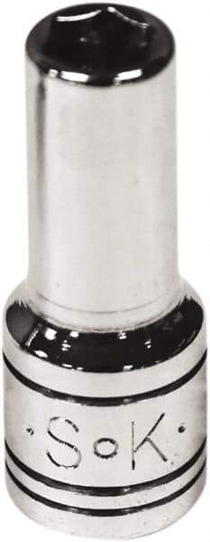 SK - 1/4", 1/4" Drive, Deep Hand Socket - 6 Points, Steel, Chrome Finish - Makers Industrial Supply