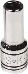 SK - 1/4", 1/4" Drive, Deep Hand Socket - 6 Points, Steel, Chrome Finish - Makers Industrial Supply