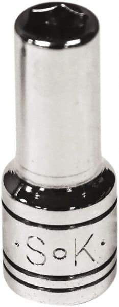 SK - 3/16", 1/4" Drive, Deep Hand Socket - 6 Points, Steel, Chrome Finish - Makers Industrial Supply