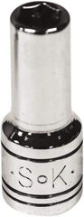 SK - 3/16", 1/4" Drive, Deep Hand Socket - 6 Points, Steel, Chrome Finish - Makers Industrial Supply