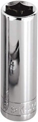 SK - 3/8", 1/2" Drive, Deep Hand Socket - 6 Points, Steel, Chrome Finish - Makers Industrial Supply