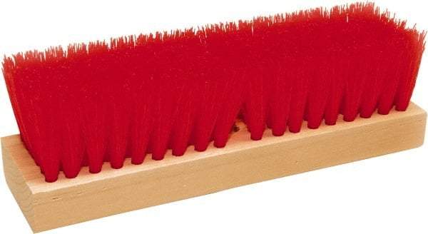 O-Cedar - 2" Bristle Length, Polypropylene Deck Scrub Brush - 10" Long x 3" Wide Head, 10" OAL, Red, Wood Block - Makers Industrial Supply