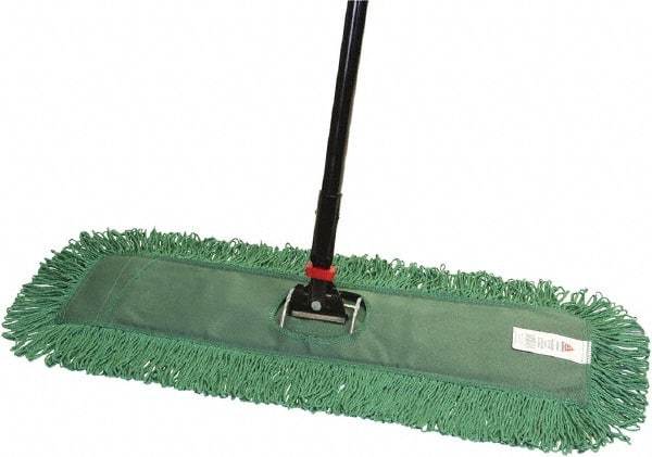 O-Cedar - 60" Long x 24" Wide Cotton & Metal Dust Mop Kit - White, Green & Black, Snap-On - Makers Industrial Supply