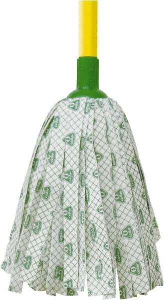 O-Cedar - White & Green Deck Mop - 4-1/2" Long x 3" Wide Head, 48" Long Handle, Rayon/Polyester Head - Makers Industrial Supply