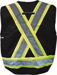 Viking - Size 3XL Flame Resistant/Retardant Black Solid Surveyor's Vest - 55" Chest, ASTM F2302-08, CSA Z96-09 Class 1, Level FR, Snaps Closure, 8 Pockets, Polyester - Makers Industrial Supply