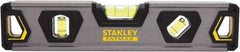 Stanley - 9" Long 3 Vial Torpedo Level - Aluminum, Black/Silver/Yellow, 1 45°, 1 Level & 1 Plumb Vials - Makers Industrial Supply