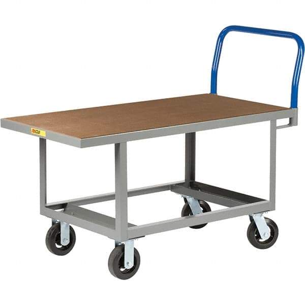 Little Giant - 2,000 Lb Capacity Steel Platform Truck - Steel Deck, 40" OAW, 48" Platform Length, Mold On Rubber Casters - Makers Industrial Supply