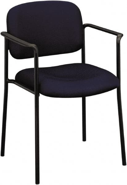 Basyx - Fabric Navy Stacking Chair - Black Frame, 23-1/4" Wide x 21" Deep x 32-3/4" High - Makers Industrial Supply