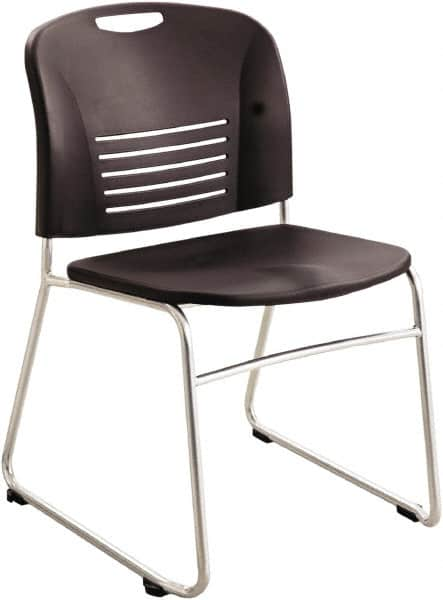 Safco - Plastic Black Stacking Chair - Silver Frame, 22-1/2" Wide x 19-1/2" Deep x 32-1/2" High - Makers Industrial Supply