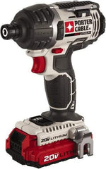 Porter-Cable - 20 Volt, 1/4" Drive, Cordless Impact Driver - Pistol Grip Handle, 2900 RPM, 2 Lithium-Ion Batteries Included - Makers Industrial Supply