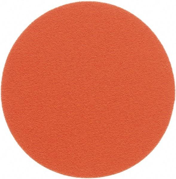 Norton - 5" Diam, 80 Grit Ceramic Adhesive PSA Disc - Coarse Grade, Orange, Y Weighted Backing, Flexible - Makers Industrial Supply