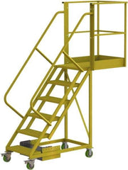 TRI-ARC - 102" 6 Step Configurable Cantilever Ladder - Unsupported, 300 Lb Capacity, 60" Platform Height, 30" Base Width x 82" Base Depth, Perforated Tread - Makers Industrial Supply