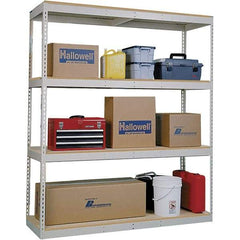 Hallowell - 4 Shelf Starter Open Steel Shelving - 1 Lb Capacity, 96" Wide x 84" High x 48" Deep, Tan - Makers Industrial Supply