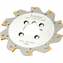 Iscar - Arbor Hole Connection, 0.157" Cutting Width, 1.55" Depth of Cut, 6.299" Cutter Diam, 1-1/2" Hole Diam, 12 Tooth Indexable Slotting Cutter - TGSF Toolholder, TAG Insert, Right Hand Cutting Direction - Makers Industrial Supply