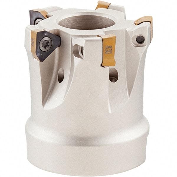 Iscar - 6 Inserts, 40mm Cut Diam, 16mm Arbor Diam, 5mm Max Depth of Cut, Indexable Square-Shoulder Face Mill - 0° Lead Angle, 35mm High, HM390 TCKT 0703PCTR Insert Compatibility, Through Coolant, Series HeliIQMill - Makers Industrial Supply