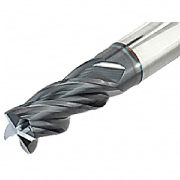 Iscar - 3/8", 4 Flute, Single End, Solid Carbide, 0.02" Corner Radius End Mill - 3" OAL, Right Hand Flute, 3/4" LOC, Right Hand Cut - Makers Industrial Supply