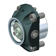 Kennametal - Neutral Cut, KM100 Modular Connection, Adapter/Mount Lathe Modular Clamping Unit - 100mm Square Shank Diam, 3.465" OAL, Through Coolant, Series NCM-EF Flange Mount Extended Length - Exact Industrial Supply