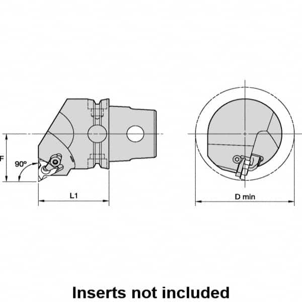 Kennametal - Insert Style LT 22NR, 50mm Head Length, Right Hand Cut, Internal Modular Threading Cutting Unit Head - System Size KM50TS, 35mm Center to Cutting Edge, Series LT Threading - Makers Industrial Supply