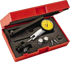 Starrett - 0.8 mm Range, 0.01 mm Dial Graduation, Horizontal Dial Test Indicator - 1-1/4 Inch Yellow Dial, 0-40-0 Dial Reading - Makers Industrial Supply