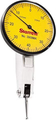 Starrett - 0.8 mm Range, 0.01 mm Dial Graduation, Horizontal Dial Test Indicator - 1-9/16 Inch Yellow Dial, 0-40-0 Dial Reading - Makers Industrial Supply