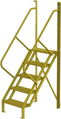 TRI-ARC - 92" 5 Step Configurable Crossover Ladder - 50° Incline, 1,000 Lb Capacity, 50" Platform Height, 30" Base Width x 44" Base Depth, Perforated Tread - Makers Industrial Supply