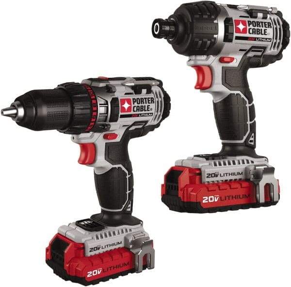 Porter-Cable - 20 Volt Cordless Tool Combination Kit - Includes 1/2" Drill/Driver & 1/4" Impact Driver, Lithium-Ion Battery Included - Makers Industrial Supply