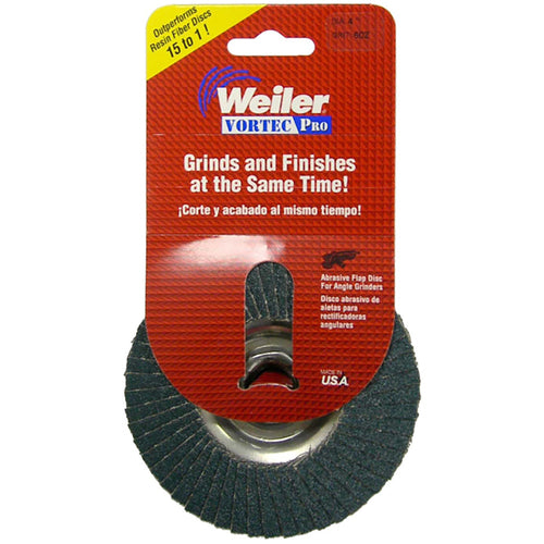 ‎4″ Vortec Pro Abrasive Flap Disc, Aluminum Backing, 36Z, 5/8″-11 UNC Nut, Retail Pack - Makers Industrial Supply