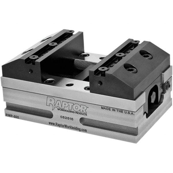 Raptor Workholding - 4" Jaw Width, 2" Throat Depth, Manual Precision Self Centering Vise - 3.937" OAW x 6.94" OAL x 2.971" OAH - Makers Industrial Supply