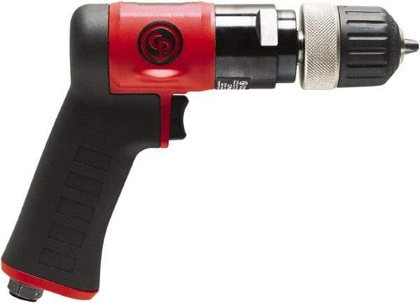 Chicago Pneumatic - 3/8" Keyless Chuck - Pistol Grip Handle, 3,000 RPM, 0.6 hp, 90 psi - Makers Industrial Supply