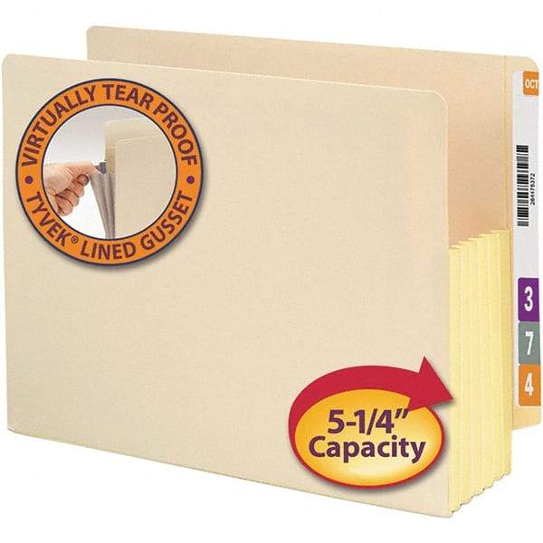 SMEAD - 12-3/8 x 9-1/2", Letter Size, Manila, Expansion Folders - Straight Tab Cut Location - Makers Industrial Supply