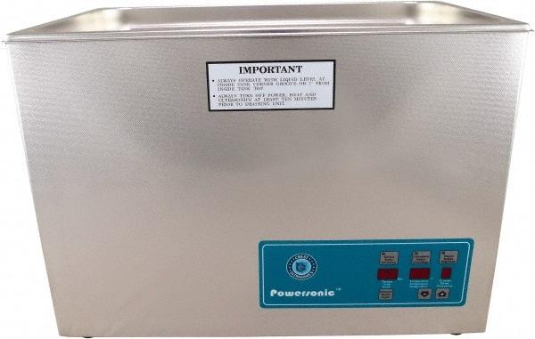 CREST ULTRASONIC - Bench Top Water-Based Ultrasonic Cleaner - 5.25 Gal Max Operating Capacity, Stainless Steel Tank, 10-5/8" High x 20-1/4" Long x 12-1/2" Wide, 230 Input Volts - Makers Industrial Supply