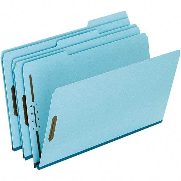 Pendaflex - 8-1/2 x 14", Legal, Blue, Classification Folders with Top Tab Fastener - 25 Point Stock, Assorted Tab Cut Location - Makers Industrial Supply