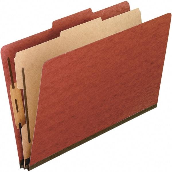 Pendaflex - 8-1/2 x 11", Letter Size, Red, Classification Folders with Top Tab Fastener - 25 Point Stock, Right of Center Tab Cut Location - Makers Industrial Supply