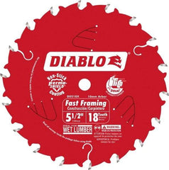 Freud - 5-1/2" Diam, 10mm Arbor Hole Diam, 18 Tooth Wet & Dry Cut Saw Blade - Carbide-Tipped, Framing Action, Standard Round Arbor - Makers Industrial Supply