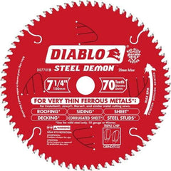 Freud - 7-1/4" Diam, 20mm Arbor Hole Diam, 70 Tooth Wet & Dry Cut Saw Blade - Carbide-Tipped, Burr-Free Action, Standard Round Arbor - Makers Industrial Supply