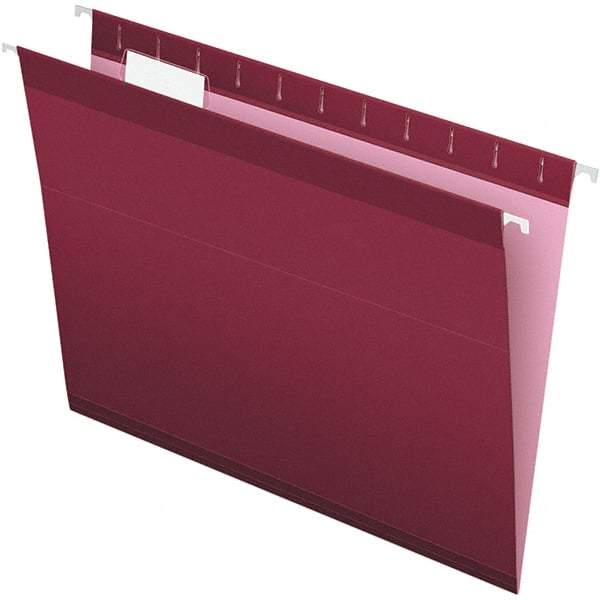 Pendaflex - 8-1/2 x 11", Letter Size, Burgundy, Hanging File Folder - 11 Point Stock, 1/5 Tab Cut Location - Makers Industrial Supply