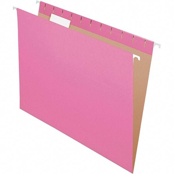 Pendaflex - 8-1/2 x 11", Letter Size, Pink, Hanging File Folder - 11 Point Stock, 1/5 Tab Cut Location - Makers Industrial Supply