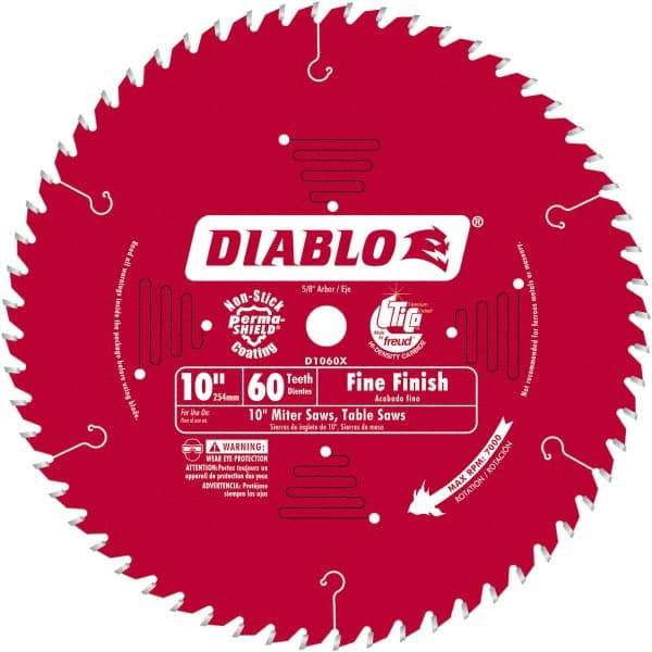 Freud - 10" Blade Diam, 60 Teeth, Carbide-Tipped Cold Saw Blade - 5/8" Arbor Hole Diam, 0.071" Blade Thickness - Makers Industrial Supply