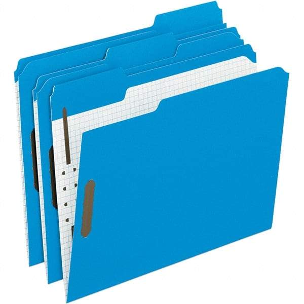 Pendaflex - 11-5/8 x 9-1/2", Letter Size, Blue, File Folders with Top Tab - 11 Point Stock, Assorted Tab Cut Location - Makers Industrial Supply