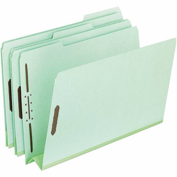 Pendaflex - 8-1/2 x 11", Letter Size, Green, Classification Folders with Top Tab Fastener - 25 Point Stock, Assorted Tab Cut Location - Makers Industrial Supply