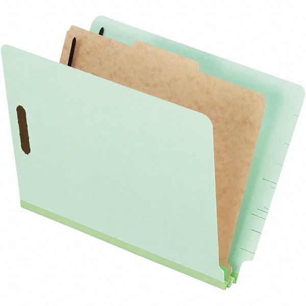 Pendaflex - 8-1/2 x 11", Letter Size, Pale Green, Classification Folders with Top Tab Fastener - 25 Point Stock, End Tab Cut Location - Makers Industrial Supply