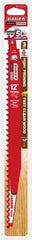 Freud - 12" Long x 1" Thick, Carbide Reciprocating Saw Blade - Tapered Profile, 3 TPI, Toothed Edge, Tang Shank - Makers Industrial Supply