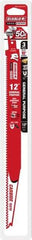 Freud - 12" Long x 1" Thick, Carbide Reciprocating Saw Blade - Tapered Profile, 9 TPI, Toothed Edge, Tang Shank - Makers Industrial Supply