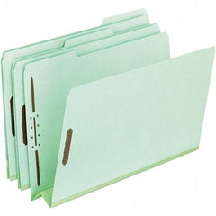 Pendaflex - 8-1/2 x 14", Legal, Green, Classification Folders with Top Tab Fastener - 25 Point Stock, Assorted Tab Cut Location - Makers Industrial Supply