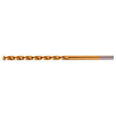 9.00mm RHS / RHC HSS-CO 8% (M42) 135 Degree Split Point Q-Cobalt Wide Land Parabolic Taper Length Drill - TiN - Exact Industrial Supply