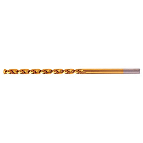 23/64 RHS / RHC HSS-CO 8% (M42) 135 Degree Split Point Q-Cobalt Wide Land Parabolic Taper Length Drill - TiN - Exact Industrial Supply