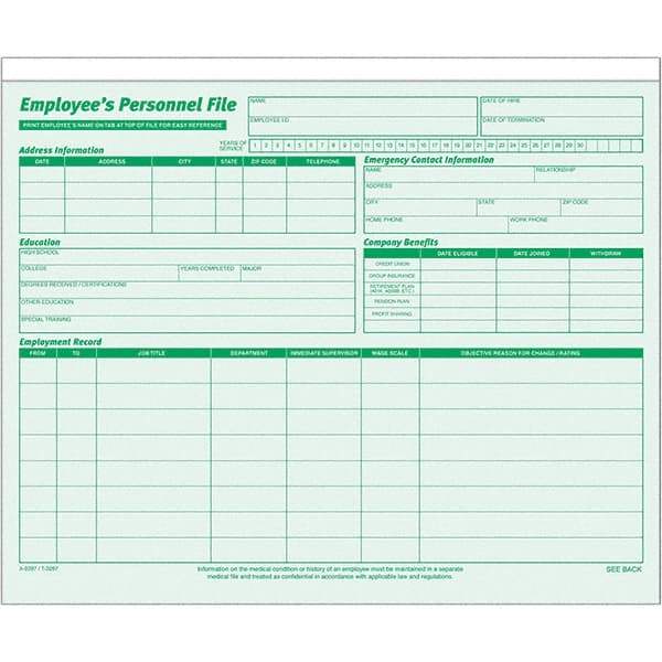 TOPS - 11-3/4 x 9-1/4", Letter Size, Green, File Folders with Top Tab - Straight Tab Cut Location - Makers Industrial Supply