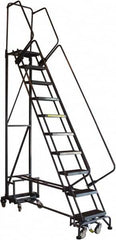 Ballymore - 90" 9 Step Ladder - Rolling Safety Ladder, 450 Lb Capacity, 90" Platform Height, 26" Base Width x 63" Base Depth, Abrasive Mat Tread - Makers Industrial Supply