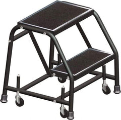 Ballymore - 19" 2 Step Ladder - Rolling Safety Ladder, 450 Lb Capacity, 19" Platform Height, 30" Base Width x 19" Base Depth, Perforated Tread - Makers Industrial Supply