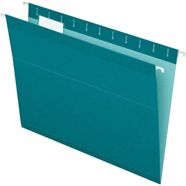 Pendaflex - 8-1/2 x 11", Letter Size, Teal, Hanging File Folder - 11 Point Stock, 1/5 Tab Cut Location - Makers Industrial Supply